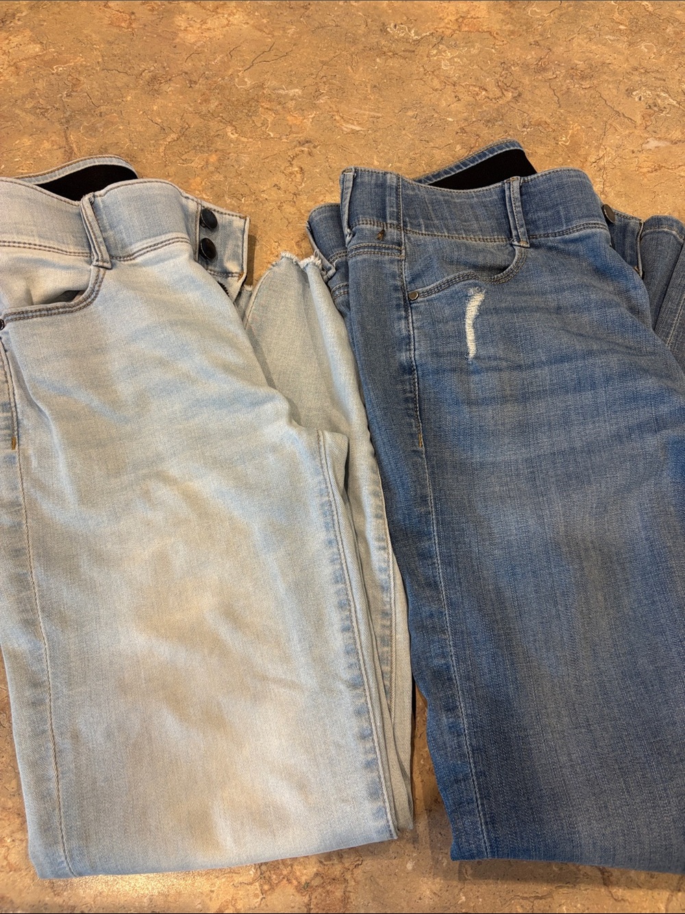 Apt. 9 Slim Straight & Ankle Jeans in Light Blue and Medium distressed Blue